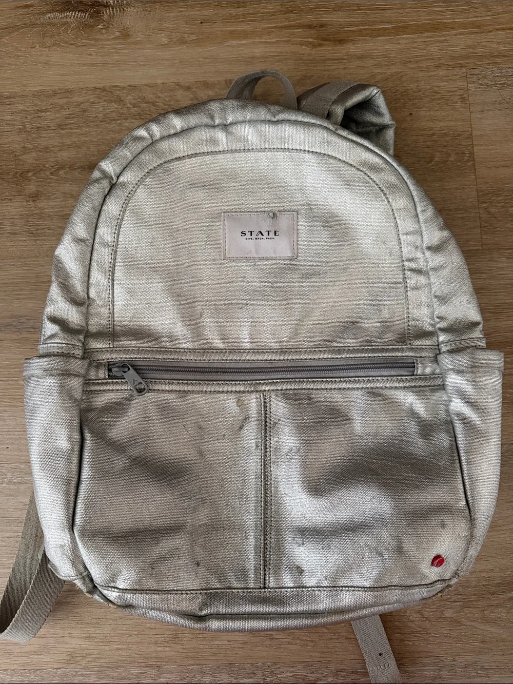 STATE Silver Metallic Kane Backpack